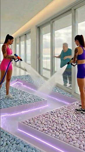 This Floor is Incredible 🤯 Infinity Pool Pink Epoxy Stone Floor 🔥 #epoxy #home #shorts