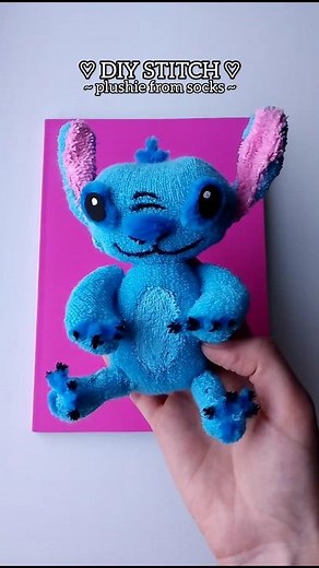 How to make a STITCH Plushie FROM Socks | Easy DIY Craft