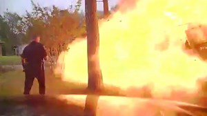 Dash-cam video captures house exploding