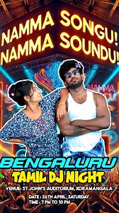 🎶 Get Ready Bengaluru Makkale! 🎤✨ Join us for the ultimate Tamil DJ Night with sensational performances and non-stop entertainment! 🚀🎸 📍 Venue: St John's Auditorium , Koramangala 📅 Date: April 26th, Saturday ⏰ Time: 7 PM to 10 PM 🎟️ Book your tickets now on BookMyShow! Don't miss out! 🥳🔥 #LiveMusic #ConcertVibes #MusicLovers #tamil #tamilconcert #HHT #Vijay #Vijayantony | Vijay Ravichander
