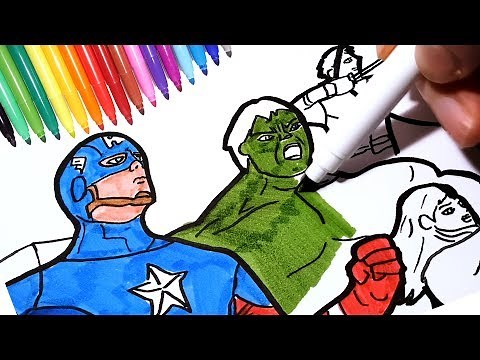 THE AVENGERS Coloring Pages | How to Draw Marvel Superheroes Iron Man Captain America Thor Hulk