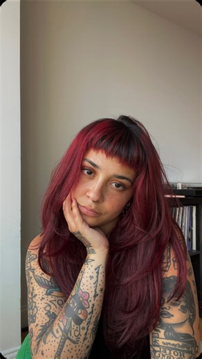 kaela! on Instagram: "dying my hair red with @splathairdye ‘s midnight ruby 🧛🏻‍♀️🩸🥀 - - - #splatpartner #brilliantlyyou #splat #DIYhair #splatsquad #hairtransformation #hairathome"