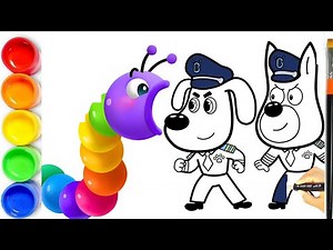 SHERIFF LABRADOR COLORING PAGE - How to draw SHERIFF LABRADOR - DRAWING AND COLORING FOR KIDS