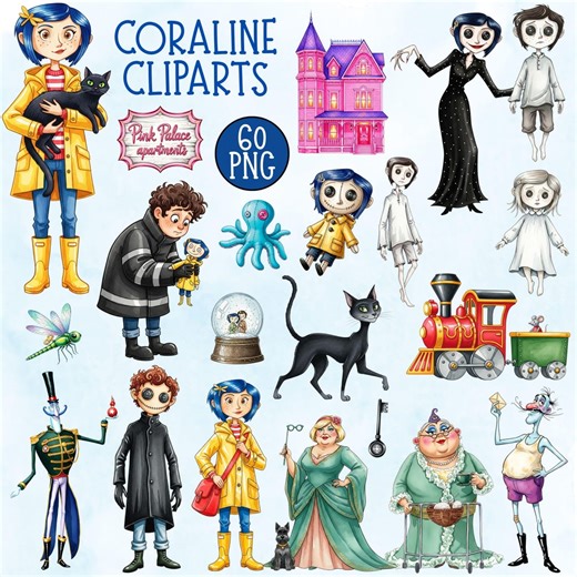 Coraline Watercolor Clipart PNG 60, Coraline PNG, Wybie Bobinsky Spink Forcible, Fantasy Horror Birthday Movie, Coraline Birthday Cliparts - Etsy