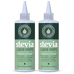 Natrisweet Liquid Stevia Drops, 8oz 2pack, Pure Sweetener from Stevia Extract, Plant-Based Sugar Substitute, Zero Calorie Keto Sweetner, Mix Liquid Sugar into Drinks and Treats, Non-GMO, 3,646 servings