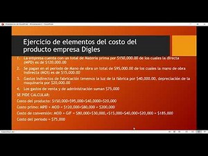 Ejemplo de cálculo de costo del producto, costo primo, costo de conversión y costo del periodo