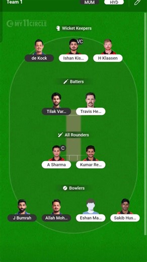Mumbai versis Hyderabad number one team #ipl #ipl #dream11 #my11circle #my11circle #cup #ipl2026 r