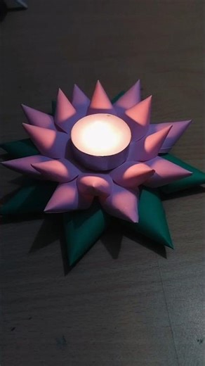 CREATE a Lotus-Inspired Diya Decoration from a colour pepar #shortvideo #diwali