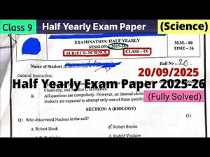 Class 9 Science Half yearly exam Paper 2025-26 Solutions | 9th science Important Questions Term 1