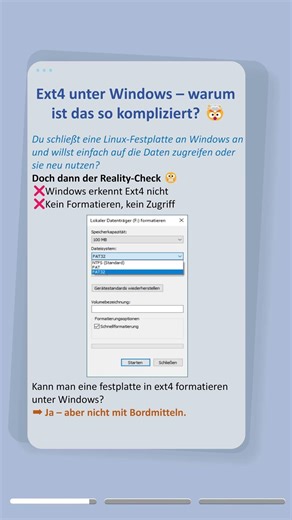 Windows & Ext4? Warum es nicht klappt – und was wirklich hilft!#windows#linux#format#tips