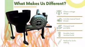 Simond Store Blacksmith's Forge Foundry Furnace with Hand Blower for Knife Making Blacksmithing Forging Tools Equipment - Vintage Style Coal Forge Furnace with Pedal Type Handle