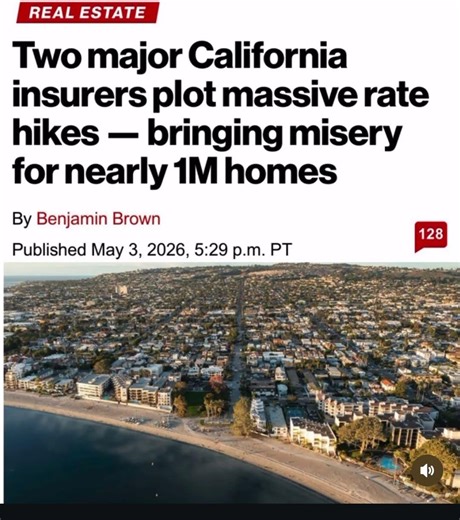 📍CALIFORNIA insurance companies to raise the rates..