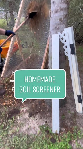 Hard work for sure… but much easier with this homemade screener. Easily separated the soil from the landscape rocks and weeds! #hardwork #soilscreener #soil #landscape #landscaping
