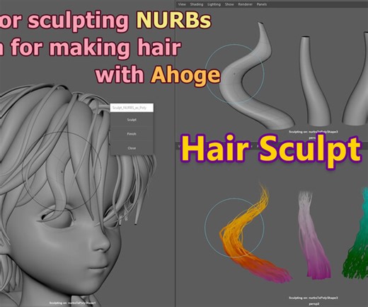 ArtStation - Hair Sculpt Tool - Sculpting NURBs in Maya • Ahoge plugin | Resources