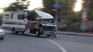 WILD RV CHASE: An RV driver led California police on a crazy and dangerous chase, slamming into other cars as dogs tried to leap out of the vehicle. Read more: https://abc7.com/rv-driver-in-custody-after-wild-chase-through-san-fernando-valley/5311854/. | Nazy Javid