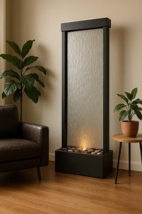 Indoor Water Wall Fountain With Light –floor Standing Glass - Etsy