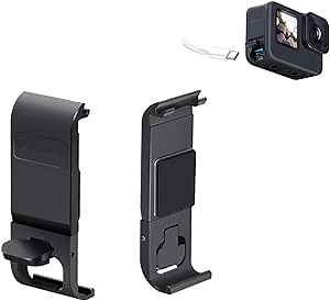 Replacement Side Door for Gopro Hero 12/11/10/9 Black, Removable Dustproof Pass Through Battery Cover Type-C USB Charging Port Repair Part Camera Accessories