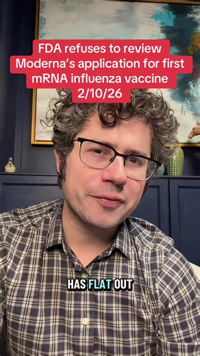 FDA refuses to review Moderna‘s application for first mRNA influenza vaccine. #vaccine #flu #tiktokdoc #learnontikok