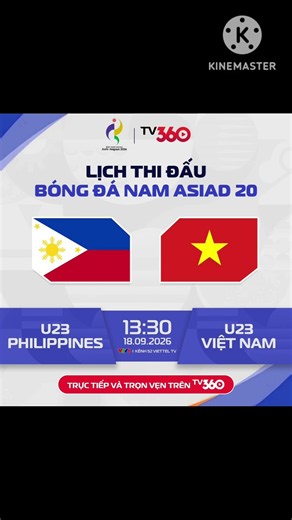 Lịch thi đấu U23 Việt Nam vs U23 Philippines ASIAD 2026