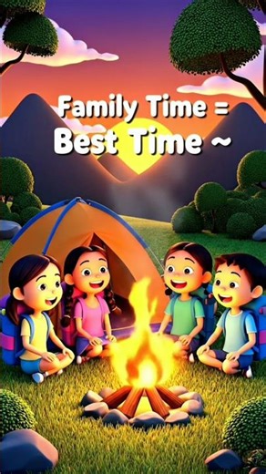 Family Camping Adventure 🚌🏕️ | Fun, Games & Happy Cartoon Moments 😍✨#short