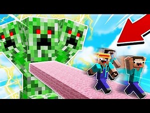 ESCAPING THE GIANT CREEPER IN MINECRAFT! HURRY!!