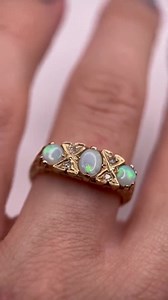 Vintage 9ct Gold Opal & Diamond Gypsy Ring, UK Size K 1/2 (US Size 5 1/2) - Etsy