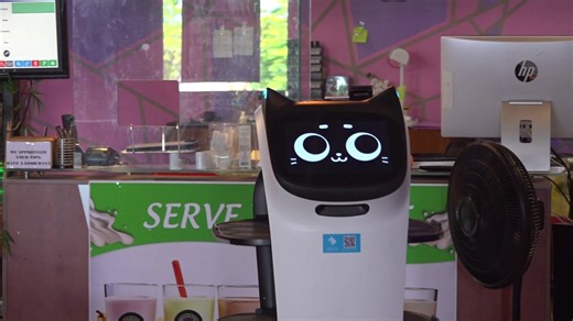 First robot waitress in Fort Smith serving customers at bubble tea restaurant