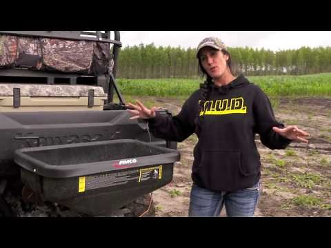 Food Plot Tips- Moose Utility Division Spreader on Kawasaki Mule Pro Trans