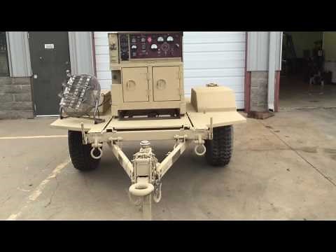 Trailer mounted MEP-803A 10KW Military Tactical Quiet Diesel Generator Load Test for eBay ad.