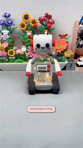 The ClayWhisperer on Instagram: "Immersive Clay Crafting Time ｜Upcycle empty bottles into a super cute robot—tiny, fun and full of charm ✨ . #clay #handmade #creation #diy #handcrafted"