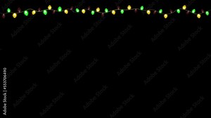 4K Colorful Christmas and New Year String Light Bulbs Light strings with flashing Red Green and Yellow tungsten light bulbs. Stock Video