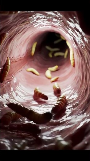 Realistic 3D Colonoscopy Showing Ascaris Worms Inside Human Intestine | Medical Animation