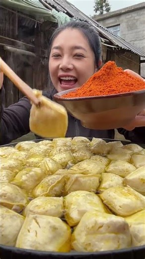 Golden Fried Tofu with Spicy Dip|Traditional Village Cooking