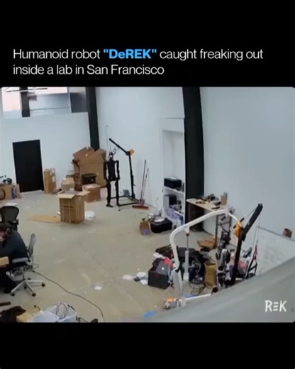 AI | Technology on Instagram: "Humanoid robot DEREK just had another viral fail, this time inside a lab in San Francisco. Built using China’s Unitree H1 robot, DEREK glitched mid-demo when its sensors tried to balance while it was hanging by its head, with its feet off the ground. The AI kept overcorrecting, making the robot flail wildly in a scene that looked like it was malfunctioning. But in reality, the robot wasn’t broken. Its sensors were simply working in the wrong situation, trying to ba