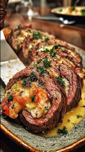 Garlic Butter Shrimp Stuffed Steak