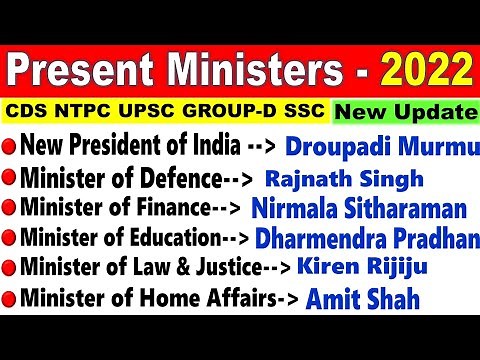 New Cabinet Ministers of India | New President of India | Current affairs 2022 GK in English