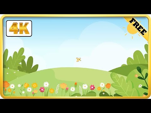Spring cartoon background with flowers video loops