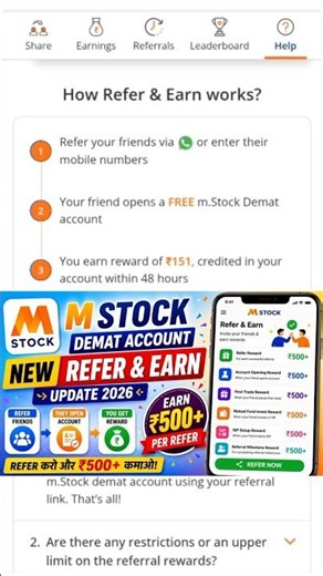 M Stock Demat Account New Refer and Earn Update 2026