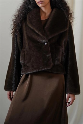 Luxury Real Mink Fur Jacket, Brown Genuine Mink Fur Coat, Short Fur Jacket Women, Vintage Style Mink Coat, Elegant Winter Jacket - Etsy