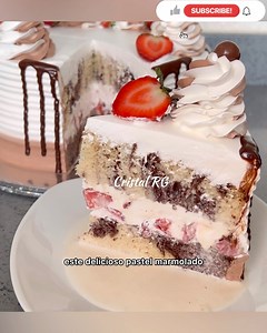 813K views · 13K reactions | Pastel Marmolado de tres leches relleno de fresas con crema | Cristal RG | Facebook