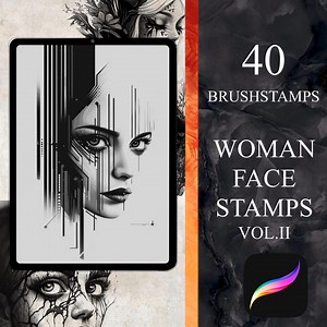 40 Woman Face Stamps Vol.2 Designs for Procreate | Procreate Tattoo Stamps | Procreate Tattoo Stencils - Etsy
