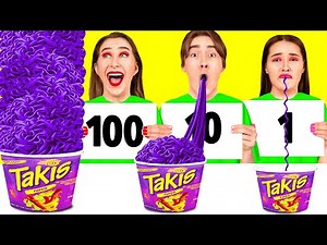 تحدي 100 طبقة من الطعام | مواقف طعام مضحكة Fun Fun Challenge