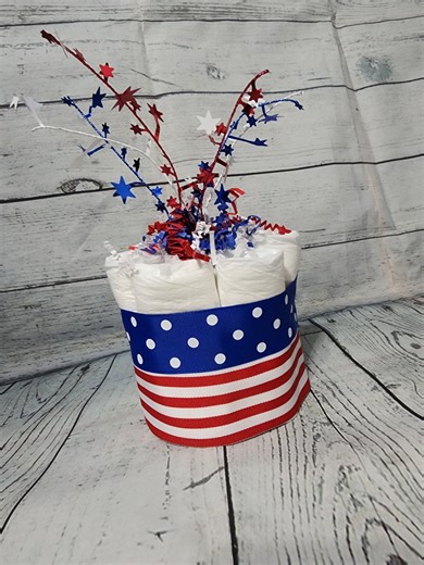 Mini Diaper Cake: Red White Blue Stars, 4th of July Shower Centerpiece - Etsy