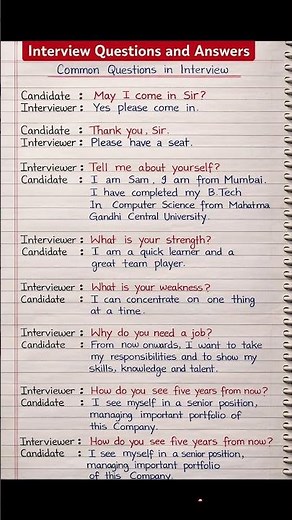 Interview Questions and answers l interview l common interview Questions and answer