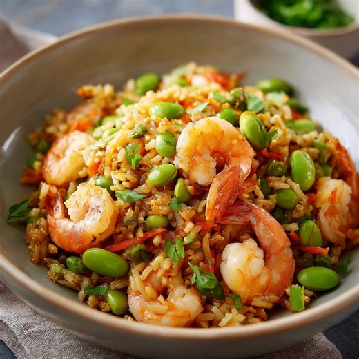 Délicieux riz frit crevettes Liste des ingrédients → Riz 1 ml de sel fin 375 ml d’eau 250 ml de riz basmati cru → Garniture 1 courgette verte coupée en petits dés 4 gousses d’ail finement hachées .... 𝐋𝐚 𝐫𝐞𝐜𝐞𝐭𝐭𝐞 𝐜𝐨𝐦𝐩𝐥è𝐭𝐞 👇👇👇 | Recette Express