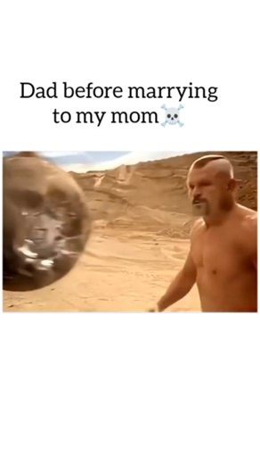 reely hub on Instagram: "this post is a 14 second clip that shows a humorous, exaggerated “alpha dad” moment. The video opens in a rocky desert canyon where a muscular man confidently faces a bull, grabbing and controlling it with raw strength, creating an over-the-top display of power and dominance. Midway, bold meme text appears saying “My dad before he got nerfed (Married my mom)”, turning the intense scene into a joke about how strong and unstoppable dads seem in their younger days. The fast