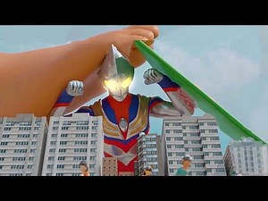 Ultraman 3D Tiga Siêu nhân Tiga chiến đấu vs Quỷ rau khủng phát ra bàn chân và tấm chắn khổng lồ