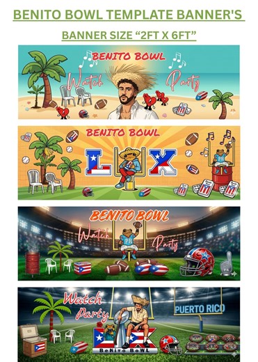 Benito Bowl Party Banner Template, Editable Canva Football Watch Party Decor, Latin Theme Game Day Backdrop, (4 for the Price of 1) - Etsy