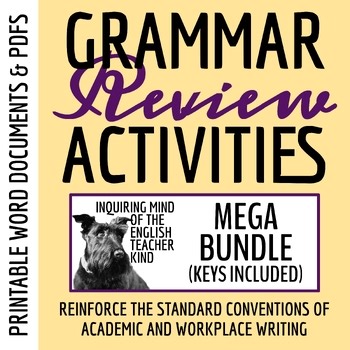 High School Grammar Review Practice Worksheets | Parts of Speech | Punctuation