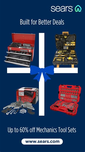 sears on Instagram: "🔧 Build faster. Fix smarter. Save bigger. Get up to 60% off Mechanics Tool Sets and 30% off Appliances this Cyber Week! 🗓️ Mon 12/1 @ Midnight – Sat 12/6 all day | Online Only Tap the link in bio to shop the tools pros trust. 🛠️ [ Mechanics Tool Sets, Powerbuilt, GearWrench, Tool Deals Online, Craftsman, DeWalt, Makita, Power Tools, DIY Garage Tools, Tool Sets, Sockets, Repair Tools, Workshop Essentials, Cyber Monday Deals, Sears ]"